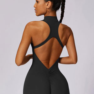 Body de una pieza liso y sencillo para uso casual, con logo personalizado, nuevo diseño, ligero, estilo yoga y streetwear para mujer. - Product Image 5