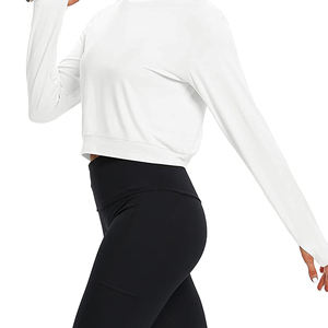 Ropa Deportiva, Tops de Yoga para Mujer, Logotipo Personalizado Impreso, Lisos, para Gimnasio, Entrenamiento, Top de Yoga de Manga Larga para Mujer - Product Image 4