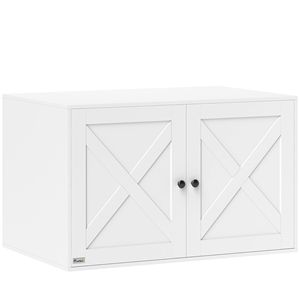 Lussuosa Cuccia Bianca per Gatti 80x53x51 cm con Porta Scorrevole Facile da Pulire, Ampia per Uso Domestico per Cani e Gatti - Product Image 1