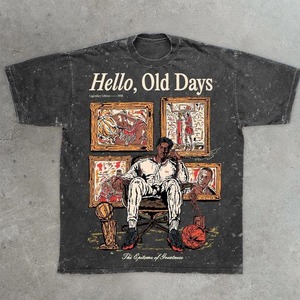 Camisetas de Algodón Grueso de la Mejor Calidad 2026, Estilo Vintage, Impresión DTF, Bajo MOQ, Lavado a la Piedra, Dobladillos Desgastados - Product Image 4