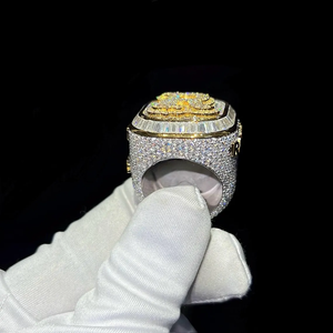 Moissanite Mens Statement <b>Ring</b> Iced Out Hip Hop Luxury Gold Tone Custom <b>Name</b> <b>Ring</b> Fashion Jewelry Gift - Product Image 3