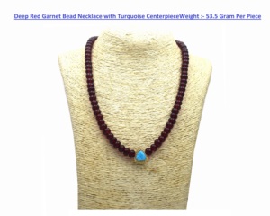 Women's Garnet <b>Beaded</b> <b>Necklace</b> with Turquoise Water Drop Pendant Classic Everyday Wear Jewelry - Product Image 6