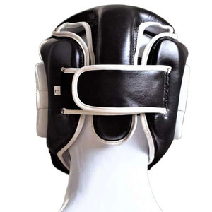 Protège-tête de boxe en cuir PU noir, équipement de protection avec fermeture auto-agrippante pour adultes, unisexe, utilisation universelle - Product Image 5