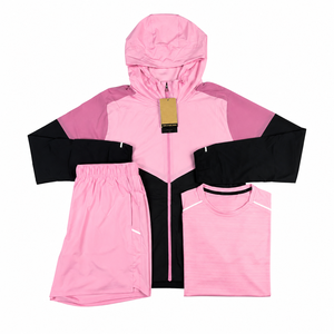 Veste coupe-vent à capuche unisexe personnalisée OEM, streetwear, tendance, premium, sportive, tee-shirt, short, séchage rapide, respirant, léger - Product Image 4