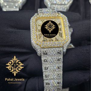 Reloj Mecánico con Incrustaciones de Diamantes, Esfera Cuadrada, Tono Dorado, Tono Plateado, Reloj de Pulsera para Hombre - Product Image 2