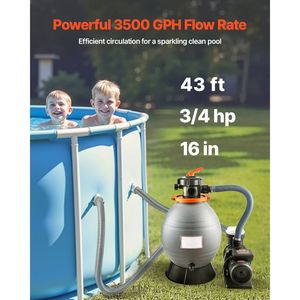 Sistema di Filtrazione a Sabbia per Piscina Krystal Clear a 6 Vie, 3/4 HP, 16 Pollici, 3500 GPH per Piscine Interrate - Product Image 2