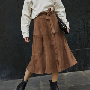 Nouveautés 2026 – Jupes longues en cuir véritable ajustables et écologiques pour femme, style streetwear – Vente chaude, personnalisables pour l'hiver - Product Image 6