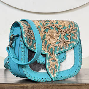 New Arrival Latest Hand Tooled Genuine Leather <b>Women</b> <b>Messenger</b> <b>Bags</b> Trending Floral Design Cowhide Crossbody Evening Handbag - Product Image 3