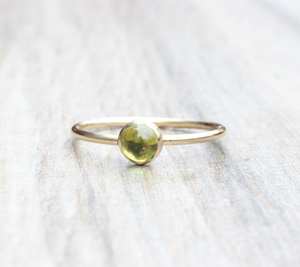 Peridot Ring August Birthstone <b>Stacking</b> Ring 925 Sterling Silver 14k Gold Plated Minimalist Women Jewelry Wholesale - Product Image 4