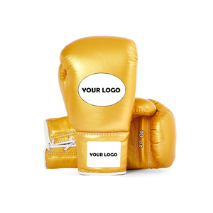 Guantes de Boxeo Profesionales de Primera Calidad con Cordones en Color Dorado, Personalizados con Logotipo, de Cuero Vacuno, para Entrenamiento y Combate - Product Image 1