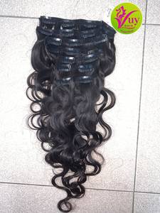 Extensions de cheveux humains bruts non traités à clipser, prix bas, ondulations naturelles, cheveux raides à clipser - Product Image 2