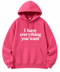 Sweat-shirt à capuche unisexe surdimensionné en coton molletonné rose, idéal pour l'automne – « Je te faisais promesse » - Product Image 1