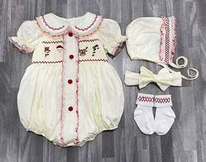 Ensemble élégant pour bébé garçon et fille en coton biologique smocké, coupe ample, doux, confortable, respirant, motifs floraux et animaux, pour enfants et tout-petits - Product Image 5