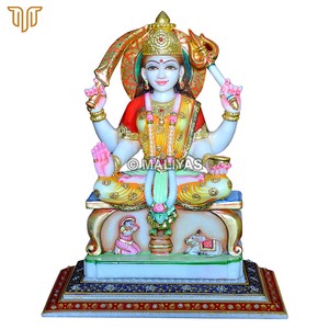 Pure White Marble Santoshi Mata Idol | Santoshi Maa Murti & Marble Goddess Statue with Four Arms | MALIYAS Jaipur - Product Image 3