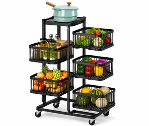 Chariot de rangement de cuisine moderne en métal à 5 niveaux OEM ODM avec paniers rotatifs et assemblage facile EDPRMS000 - Product Image 1
