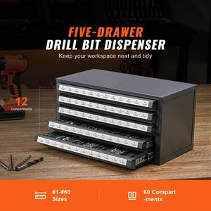 Cassettiera in Acciaio a Cinque Cassetti # 1 # Organizzatore per 60 Punte da Trapano, Pratico Armadietto a Cinque Cassetti - Product Image 2