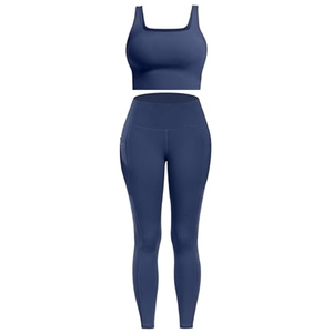 <b>Women's</b> Slim Fit Design Shirt Tank Top Wide Pants Set Solid <b>Back</b> Gym Sportswear Two Piece Yoga Sets for <b>Women</b> - Product Image 4