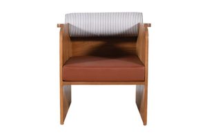 Fauteuil BlocRoll de haute qualité, fauteuil lounge moderne rembourré avec base en bois massif, assise confortable pour le salon - Product Image 3