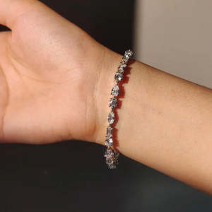 RB <b>Gems</b> Children's VVS Moissanite Tennis <b>Bracelet</b> 925 Sterling Silver Iced Cluster Geometric Diamond Link Multi-Shape Mixed Cut - Product Image 5
