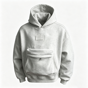 Men's Oversized <b>Zip</b>-Up <b>Hoodie</b> Soft Fleece Fabric Built-In Backpack <b>Pocket</b> Autumn Casual Wear Solid Color Regular Fit - Product Image 3