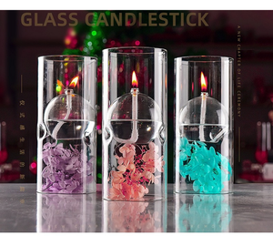 Lampe à huile en verre transparent rechargeable, porte-bougie hurricane, cylindre rond pour décoration de mariage, fête, Noël - Product Image 6