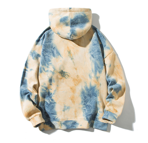 <b>Tie</b> <b>Dye</b> Hooded <b>Sweatshirt</b> Men Oversized Cotton French Terry Casual Autumn Pullover With Pocket Regular Sleeve - Product Image 5