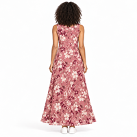 Robe longue décontractée d'été pour femme, rose poudré, à motifs floraux, sans manches, col rond, coupe trapèze – Fournisseur de vêtements en gros OEM ODM