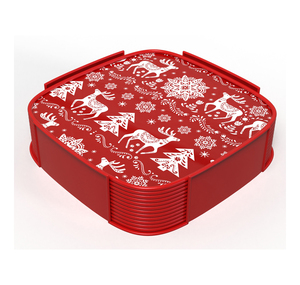 Designer <b>Drink</b> Protection <b>Coaster</b> Set with Decorative Surface and Organized Holder - Product Image 3