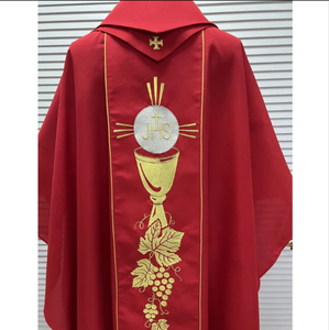 Casulla de Sacerdote de Longitud Media, Bordada con Bloques de Color, Camisa de Manga Larga con Encaje, Otro Accesorio de Vestimenta - Product Image 4