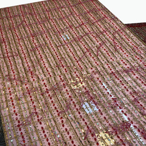 Tela de Tul Francés con Bordado de Diseño de Lujo, Encaje con Pedrería, Ecológica, Hecha a Mano, para Vestidos de Novia, de Alta Calidad, No Tejida - Product Image 4