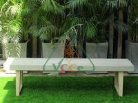Banc de patio extérieur moderne en béton avec pieds en bois, durable, résistant à l'eau, design écologique, pour hôpital, école, parc, 4 places