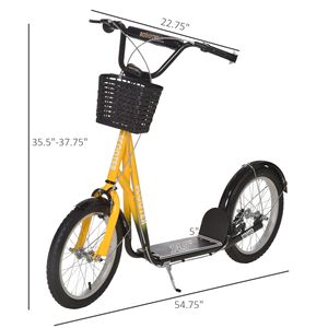 Monopattino per Ragazzi con Manubrio Regolabile, Ruote Gonfiabili da 16 Pollici, Doppi Freni, Telaio in Lega, Cestino in PU Arancione, Portabicchieri - Product Image 3