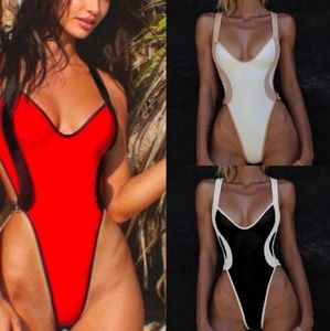 Traje de baño de una pieza para mujer con tiras cruzadas en la espalda - Product Image 1