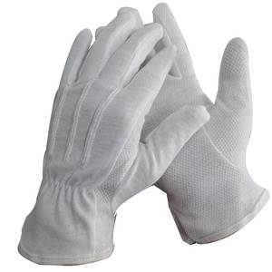 Guantes de Algodón Blanco Suave con Banda Elástica, Cierre a Presión, Puntos de PVC, Textura Lisa, para Camareros, Ceremonias Fúnebres, Absorben el Sudor - Product Image 1