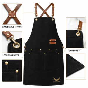 Tabliers en toile à bretelles croisées avec logo personnalisé, imperméables et résistants aux taches, pour la cuisine, les chefs, les baristas, les uniformes de travail pour les supermarchés - Product Image 1