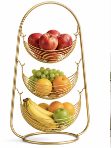 Panier à fruits élégant en métal avec poignée arquée, bol décoratif en fil métallique pour comptoir de cuisine, table à manger et organisation de rangement à domicile - Product Image 4