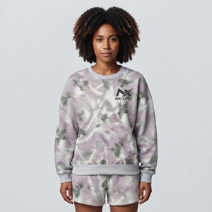 Ensemble sweat-shirt et short imprimés pour femmes, pull à col rond imprimé floral sur toute la surface, ensemble 2 pièces décontracté pour se détendre - Product Image 1