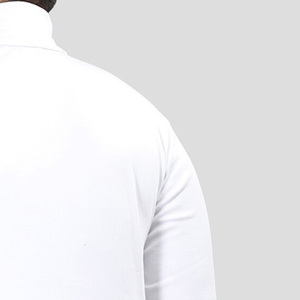<b>Men's</b> Plus Size O-Neck Long Sleeve Breathable Polyester Solid Color Casual <b>Top</b> with Blank Design and Front Logo White - Product Image 3