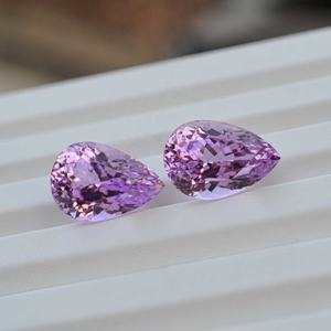 พลอยคุนไซต์สีชมพูธรรมชาติทรงลูกแพร์เจียระไนใหม่ มีจำหน่ายตามขนาดที่ต้องการ คู่พลอยคุนไซต์เข้าชุดสำหรับทำเครื่องประดับ - Product Image 2