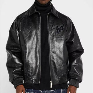 Custom <b>Genuine</b> <b>Leather</b> Windproof Motorcycle Biker <b>Jacket</b> for <b>Men</b> Vintage Slim Fit Winter Riding Coat with Front Logo Options - Product Image 2