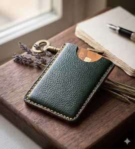 Porte-cartes minimaliste en cuir véritable marron, étui fin pour poche avant, portefeuille pour cartes de crédit - Product Image 4