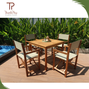 Muebles de Comedor de Madera Sólida para Exteriores, Estilo Contemporáneo, Directo de Fábrica, Mesa y 4 Sillas, Ecológicos, Duraderos, Fáciles de Limpiar, para Hotel o Restaurante - Product Image 1