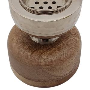 Quemador de Incienso de Metal Martillado y Madera al por Mayor, Incensario de Lujo Plateado para Bakhoor, Redondo, Moderno, Decoración de Mesa para Hogar u Oficina - Product Image 5