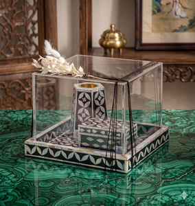 Natural Seashell Mother of Inlay Mubkhar Box with Lavender <b>Tea</b> Bergamot Scented Tray <b>Set</b> Bakhoor Burner Madkhan Serving Tray - Product Image 1