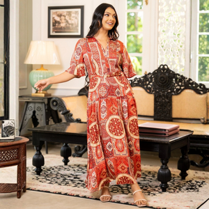 Vestido maxi de rayón estilo bohemio para mujer - Product Image 1