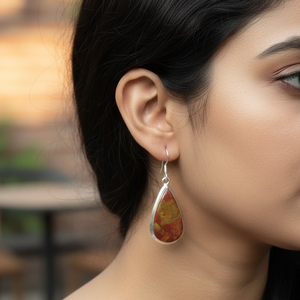 Boucles d'oreilles pendantes en agate naturelle, argent sterling 925, plaqué or rose et or jaune, bijoux bohèmes faits à la main, cadeau pour femme, sœur - Product Image 2