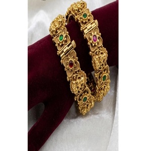 Stylish Brass Gold Plated Flower Pattern <b>Bangle</b> Bracelets <b>Set</b> with Moissanite Stones for Women Wedding Gift Party Vintage Style - Product Image 1