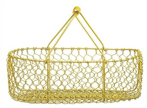 Metal <b>Wire</b> Storage <b>Basket</b> Rectangle Shape With Handle <b>Hanging</b> Design Modern Style Multi Purpose Neatening Organizing - Product Image 1
