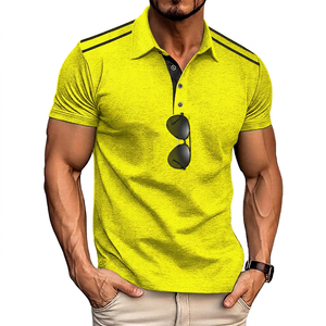 Polo à manches courtes pour homme, couleur unie, en coton tricoté, respirant, style décontracté, coupe classique, boutons - Product Image 5