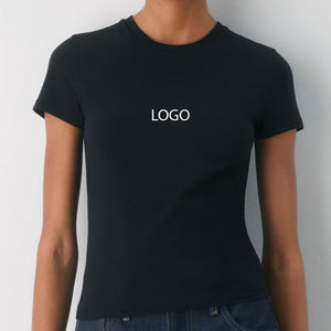 Camiseta de mujer con logo personalizado, algodón de alta calidad, lisa/casual, para impresión y distribución al por mayor, precio de fábrica con logo. - Product Image 1